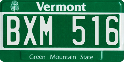 VT license plate BXM516