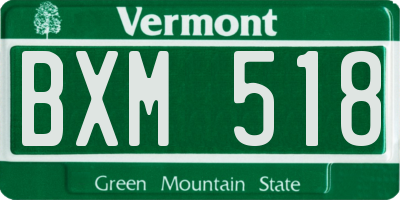 VT license plate BXM518