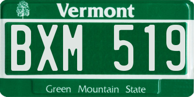 VT license plate BXM519