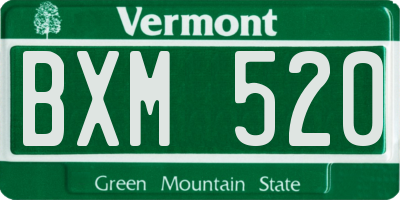 VT license plate BXM520