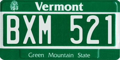 VT license plate BXM521