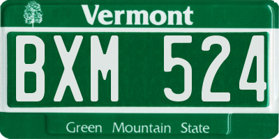 VT license plate BXM524