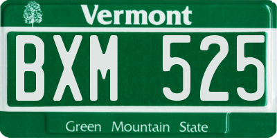 VT license plate BXM525