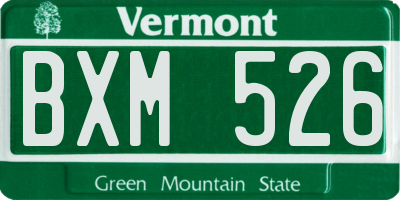 VT license plate BXM526