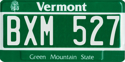 VT license plate BXM527