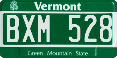 VT license plate BXM528