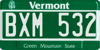 VT license plate BXM532