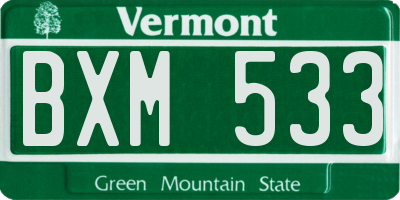 VT license plate BXM533