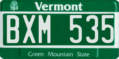 VT license plate BXM535