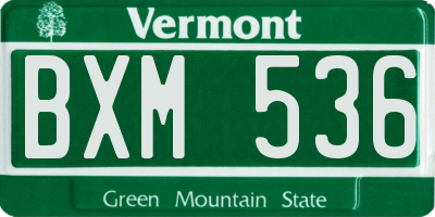 VT license plate BXM536