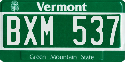 VT license plate BXM537