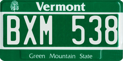 VT license plate BXM538