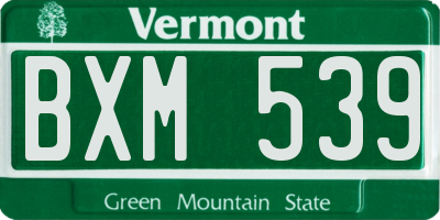 VT license plate BXM539
