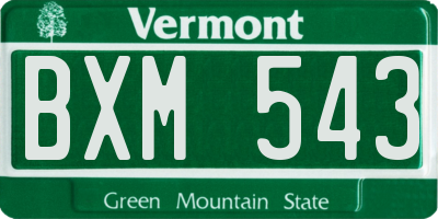 VT license plate BXM543
