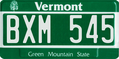 VT license plate BXM545