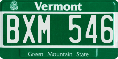 VT license plate BXM546
