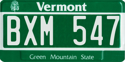 VT license plate BXM547