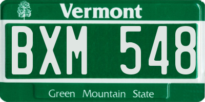 VT license plate BXM548