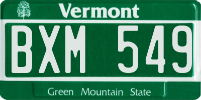 VT license plate BXM549