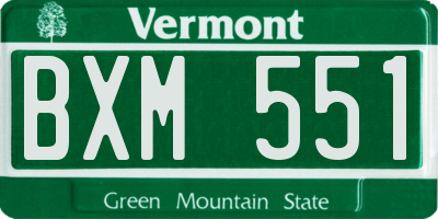 VT license plate BXM551