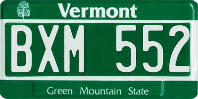 VT license plate BXM552