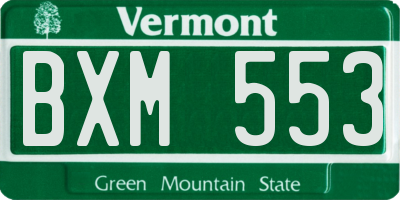 VT license plate BXM553