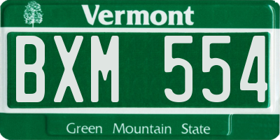 VT license plate BXM554