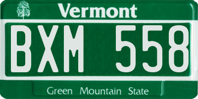 VT license plate BXM558