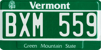 VT license plate BXM559