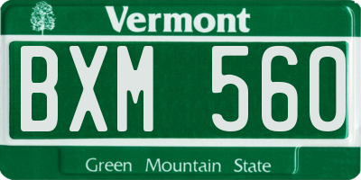 VT license plate BXM560