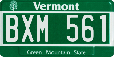 VT license plate BXM561