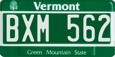 VT license plate BXM562