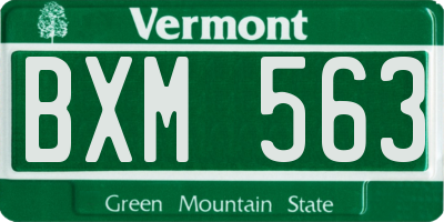 VT license plate BXM563
