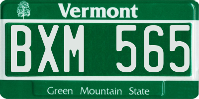 VT license plate BXM565