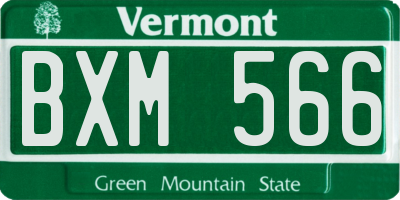 VT license plate BXM566