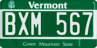 VT license plate BXM567