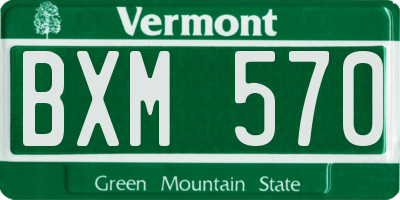 VT license plate BXM570