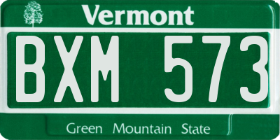 VT license plate BXM573