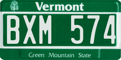 VT license plate BXM574