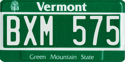 VT license plate BXM575