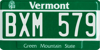 VT license plate BXM579