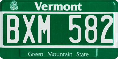 VT license plate BXM582
