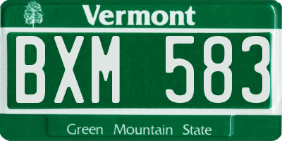 VT license plate BXM583