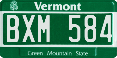 VT license plate BXM584