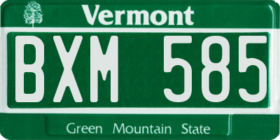 VT license plate BXM585