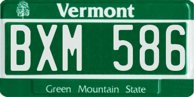 VT license plate BXM586