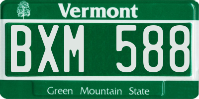 VT license plate BXM588