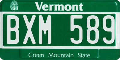 VT license plate BXM589