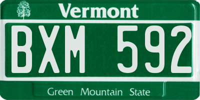 VT license plate BXM592