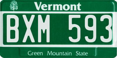 VT license plate BXM593